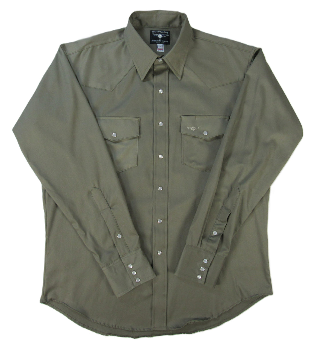 Prairie Twill Solid - Safari Green - Long Sleeve - Snaps - Classic Fit