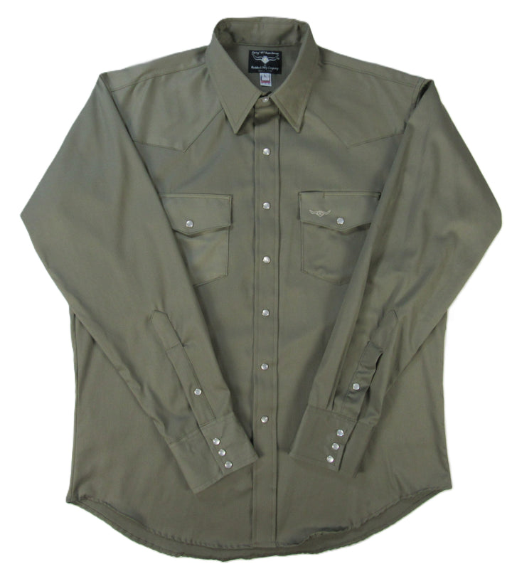 Prairie Twill Solid - Safari Green - Long Sleeve - Snaps - Classic Fit