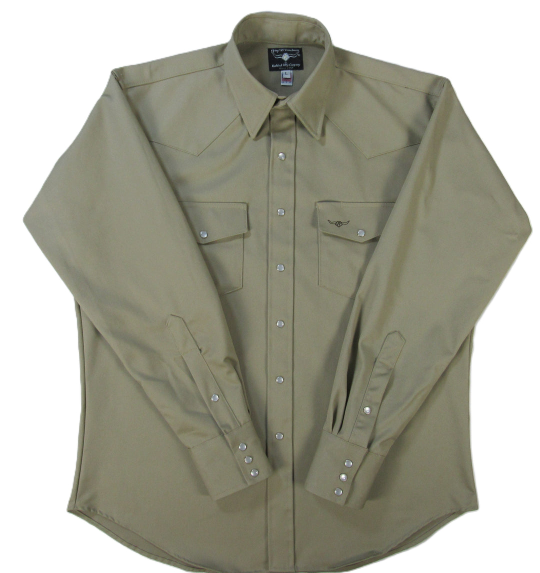Professional Twill Solid - Khaki - Long Sleeve - Snaps - Classic Fit