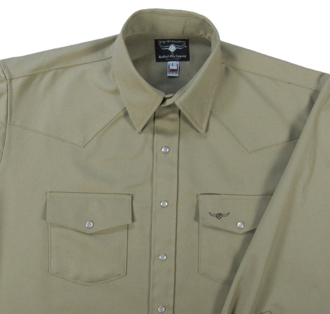 Professional Twill Solid - Khaki - Long Sleeve - Snaps - Classic Fit