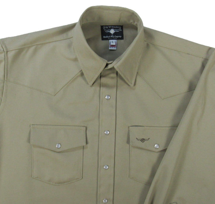 Professional Twill Solid - Khaki - Long Sleeve - Snaps - Classic Fit