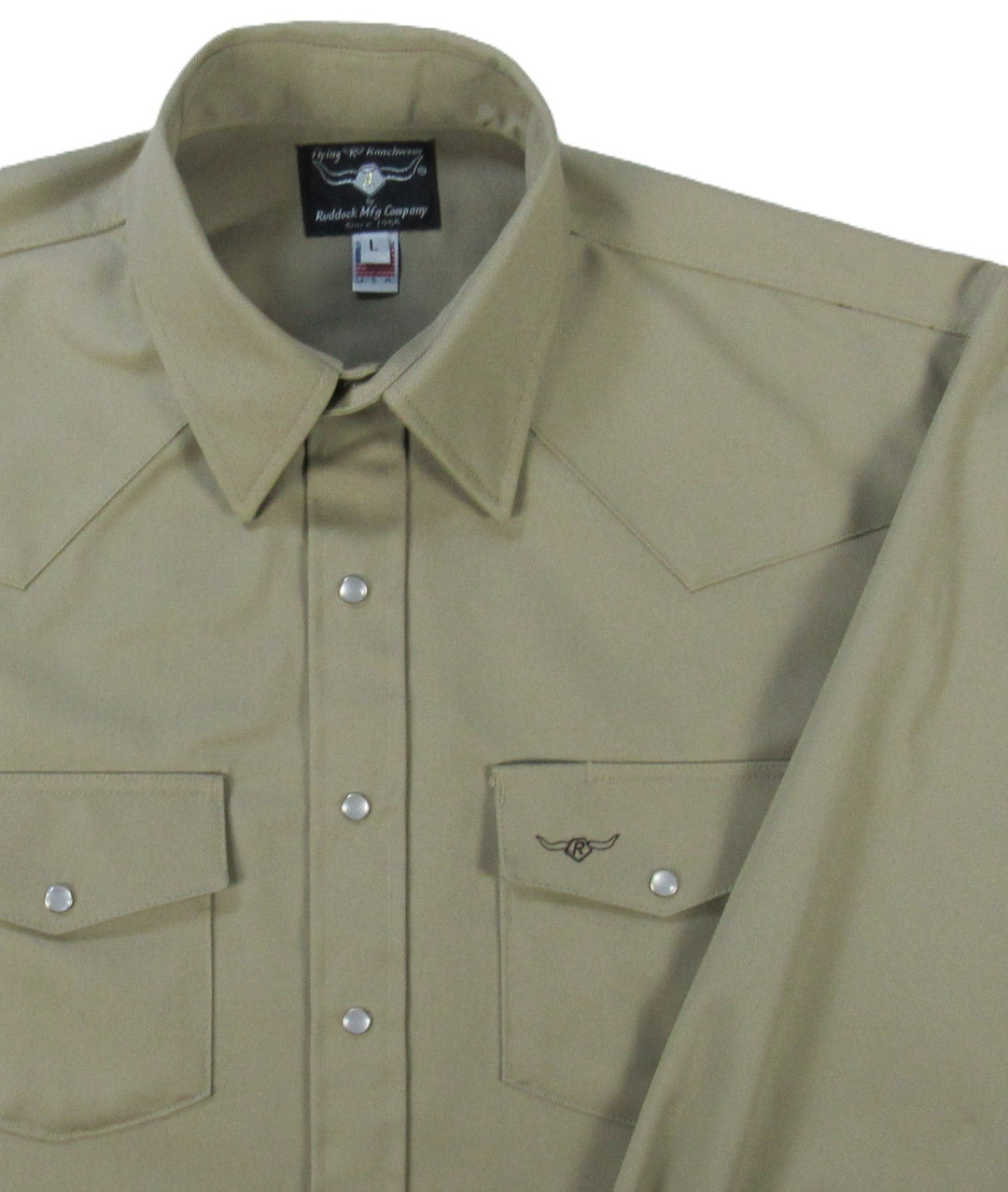 Professional Twill Solid - Khaki - Long Sleeve - Snaps - Classic Fit