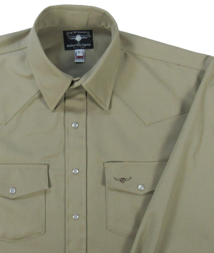 Professional Twill Solid - Khaki - Long Sleeve - Snaps - Classic Fit