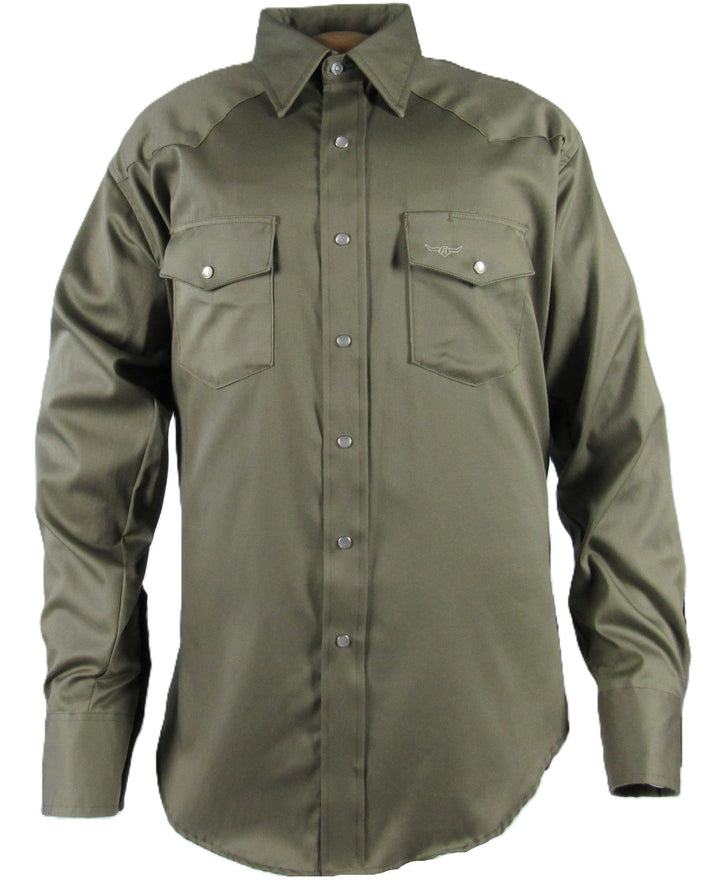 Prairie Twill Solid - Safari Green - Long Sleeve - Snaps - Classic Fit