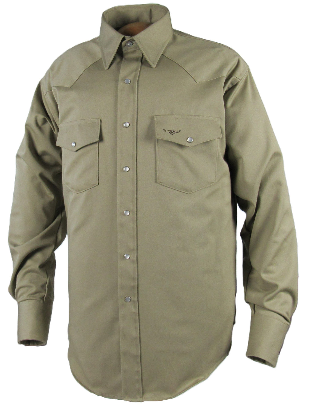 Professional Twill Solid - Khaki - Long Sleeve - Snaps - Classic Fit