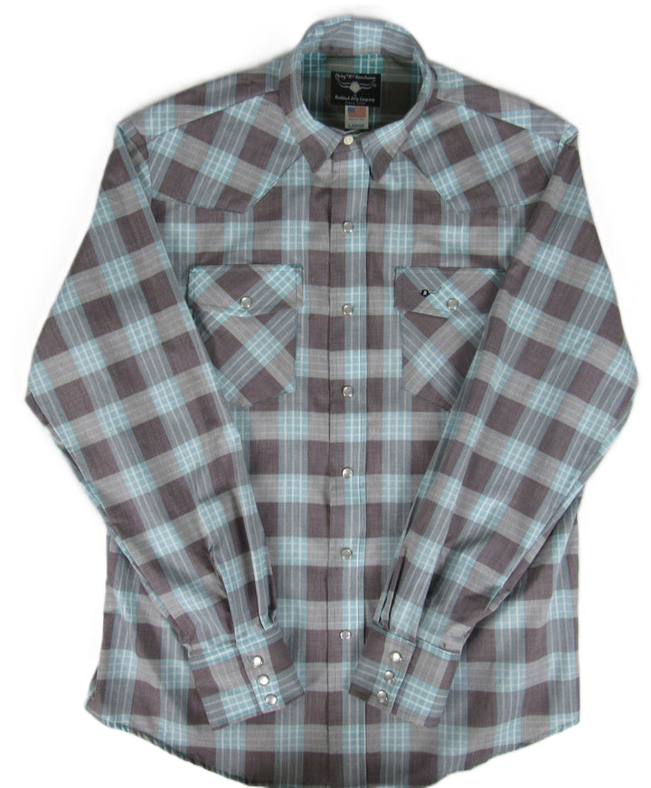 Feather Plaids - Brown & Turquoise - Long Sleeve