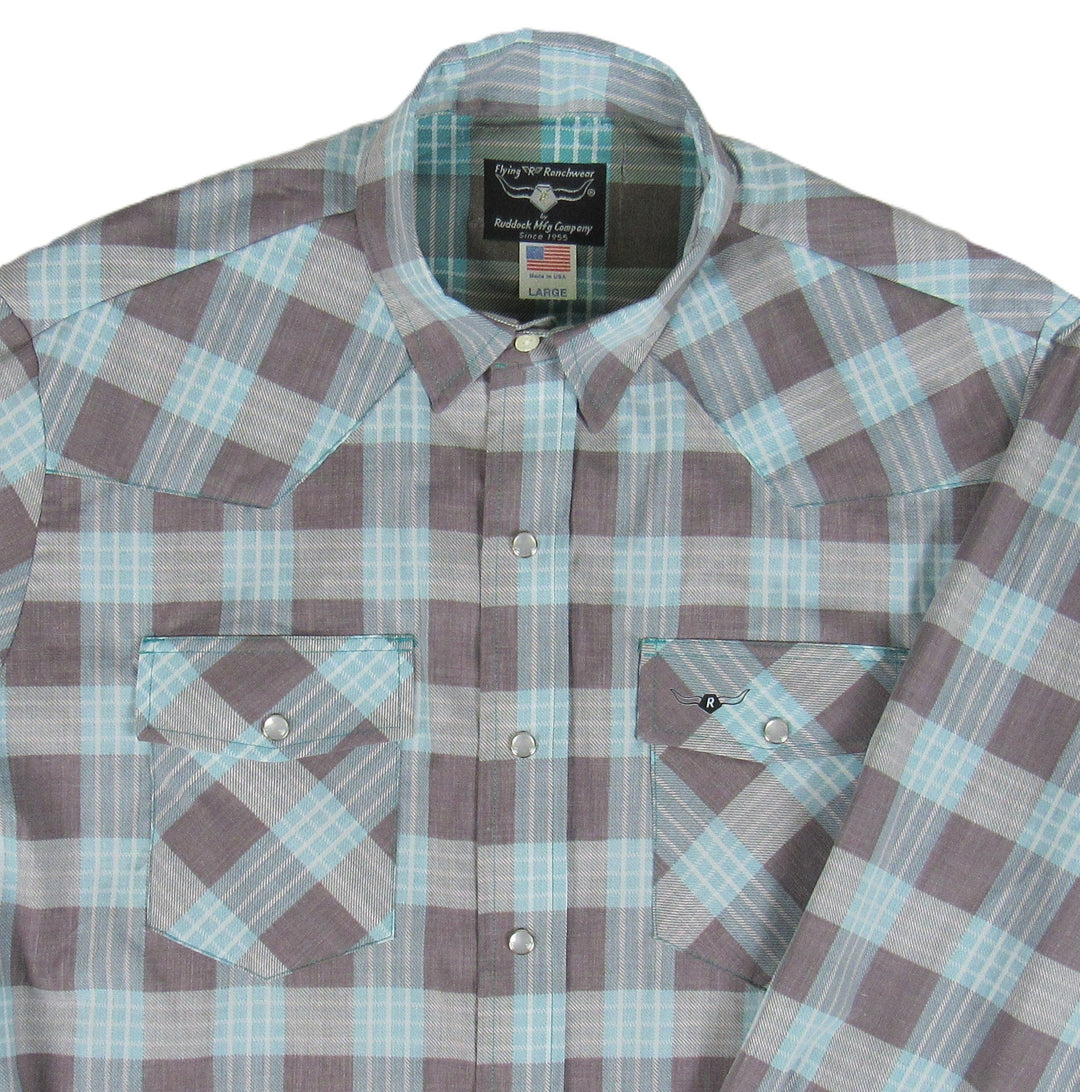 Feather Plaids - Brown & Turquoise - Long Sleeve