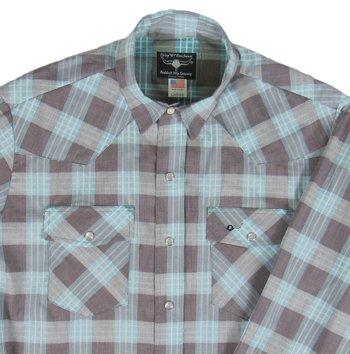 Feather Plaids - Brown & Turquoise - Long Sleeve