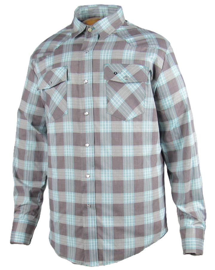 Feather Plaids - Brown & Turquoise - Long Sleeve