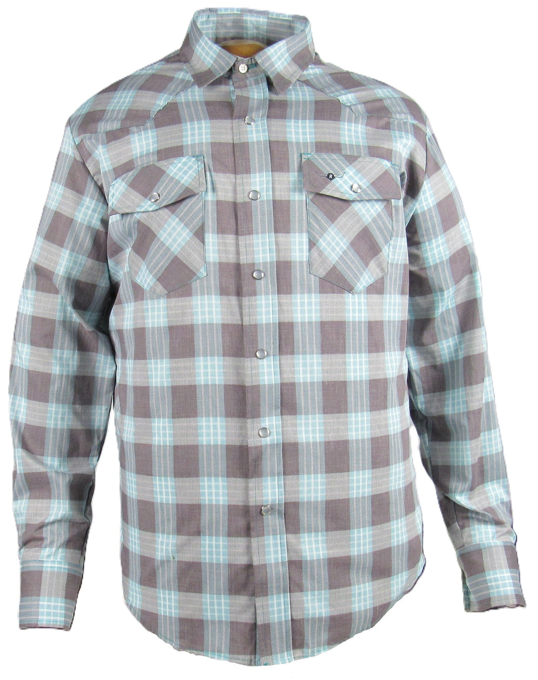 Feather Plaids - Brown & Turquoise - Long Sleeve