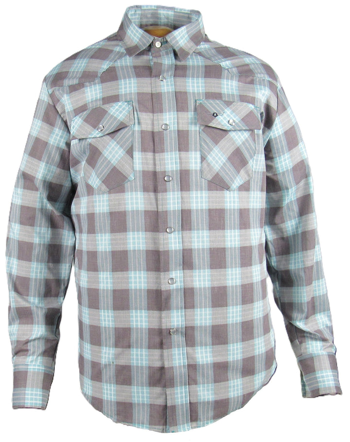 Feather Plaids - Brown & Turquoise - Long Sleeve