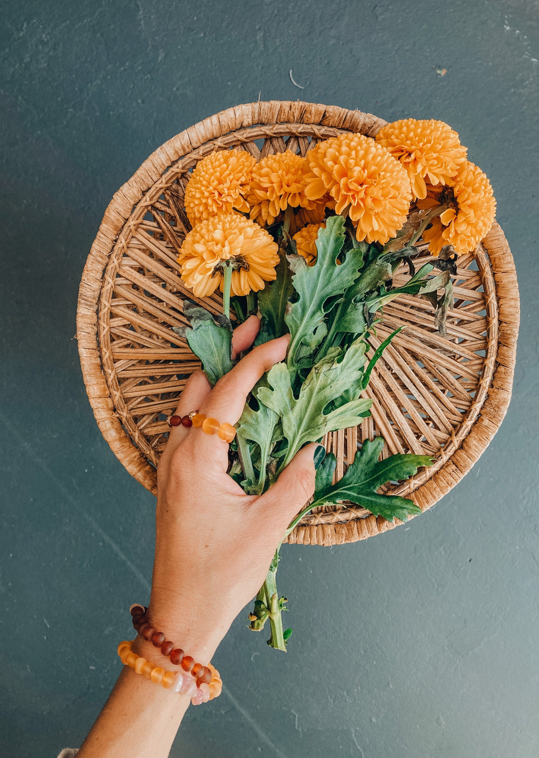 Raw Honey Baltic Amber + 14K Gold Filled || Beaded Ring Stack