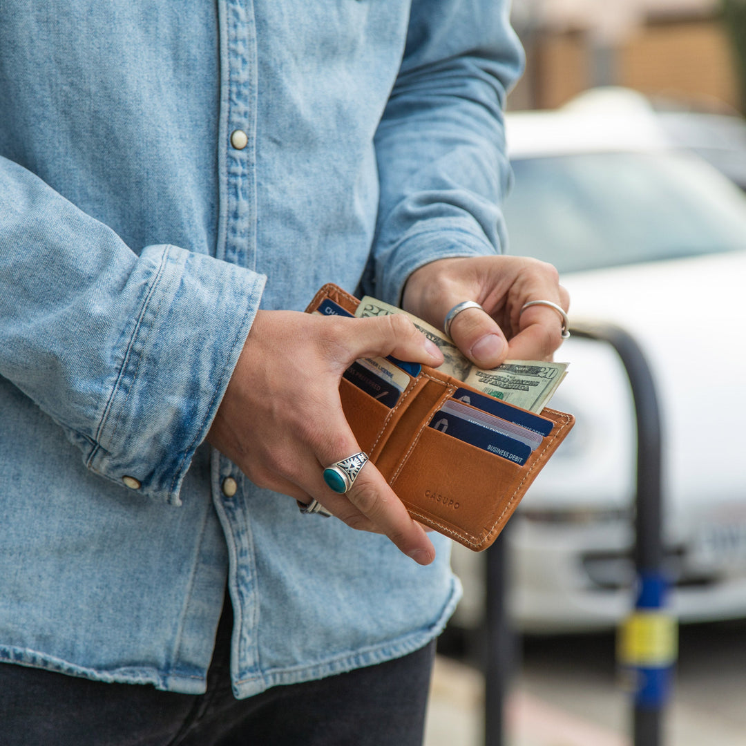 Large Billfold Wallet with RFID protection - Natural