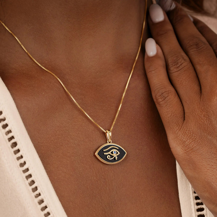Sacred Gaze Eye of Horus Gold Necklace