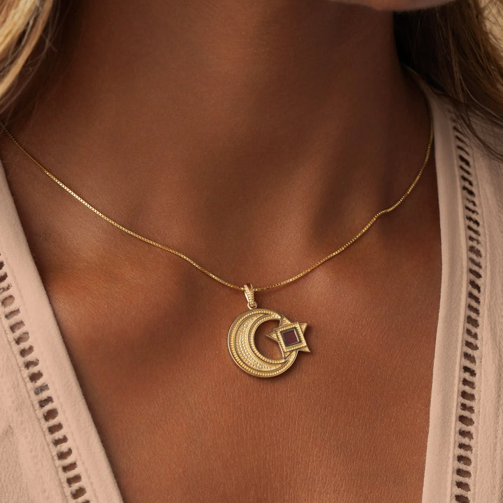 Crescent and Star Quran Nano Chip Necklace