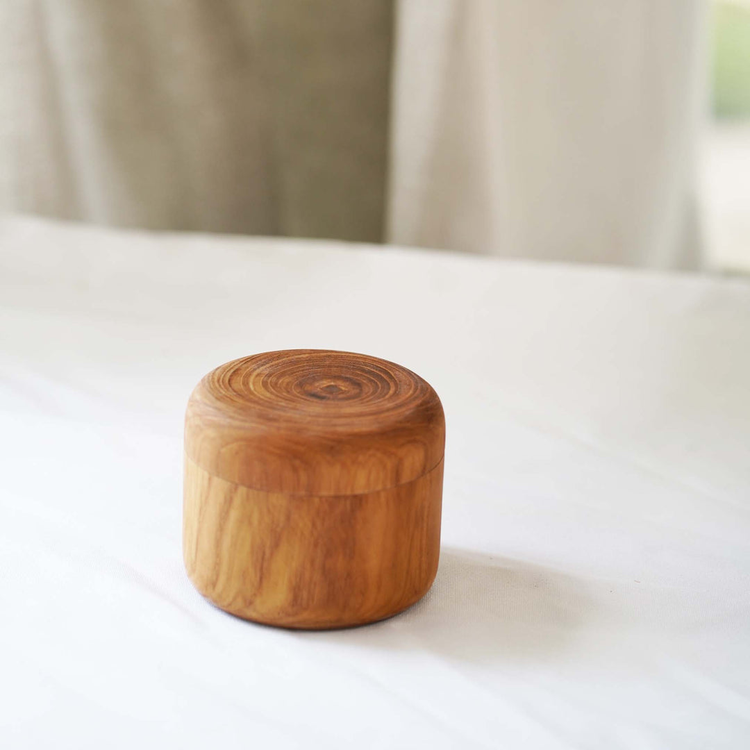 Small Teak Wood Seasoning Bowl, Handturned and Handcarved in Indonesia