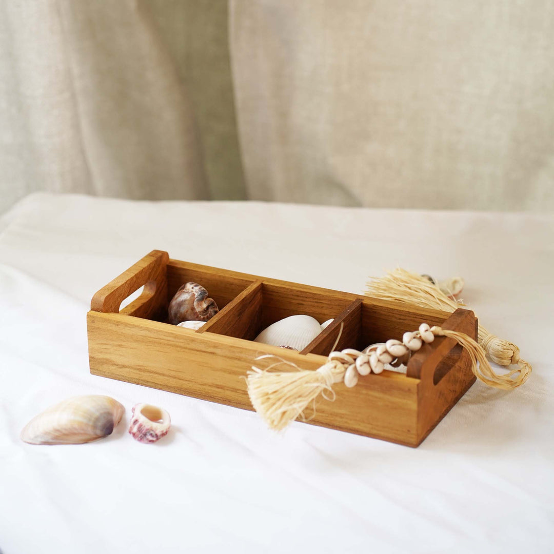 Teak Wood Rectangle Sugar Tray large