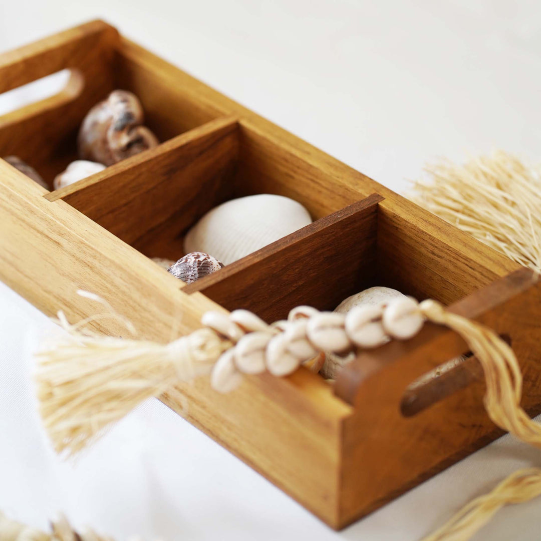 Teak Wood Rectangle Sugar Tray large