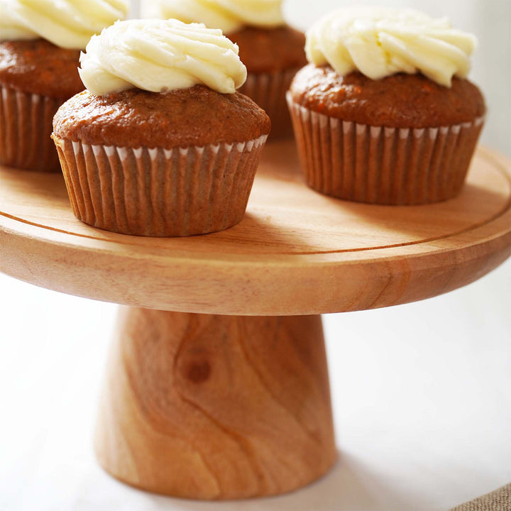 Mahogany Wood Cake Stand Medium Size, Handcarved Wooden Dessert Stand