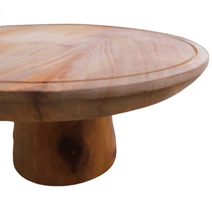 Mahogany Wood Cake Stand Medium Size, Handcarved Wooden Dessert Stand