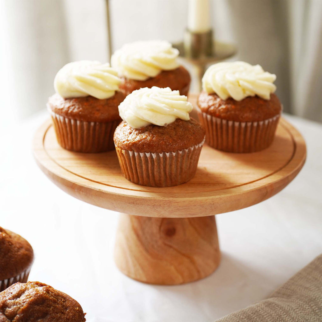 Mahogany Wood Cake Stand Medium Size, Handcarved Wooden Dessert Stand