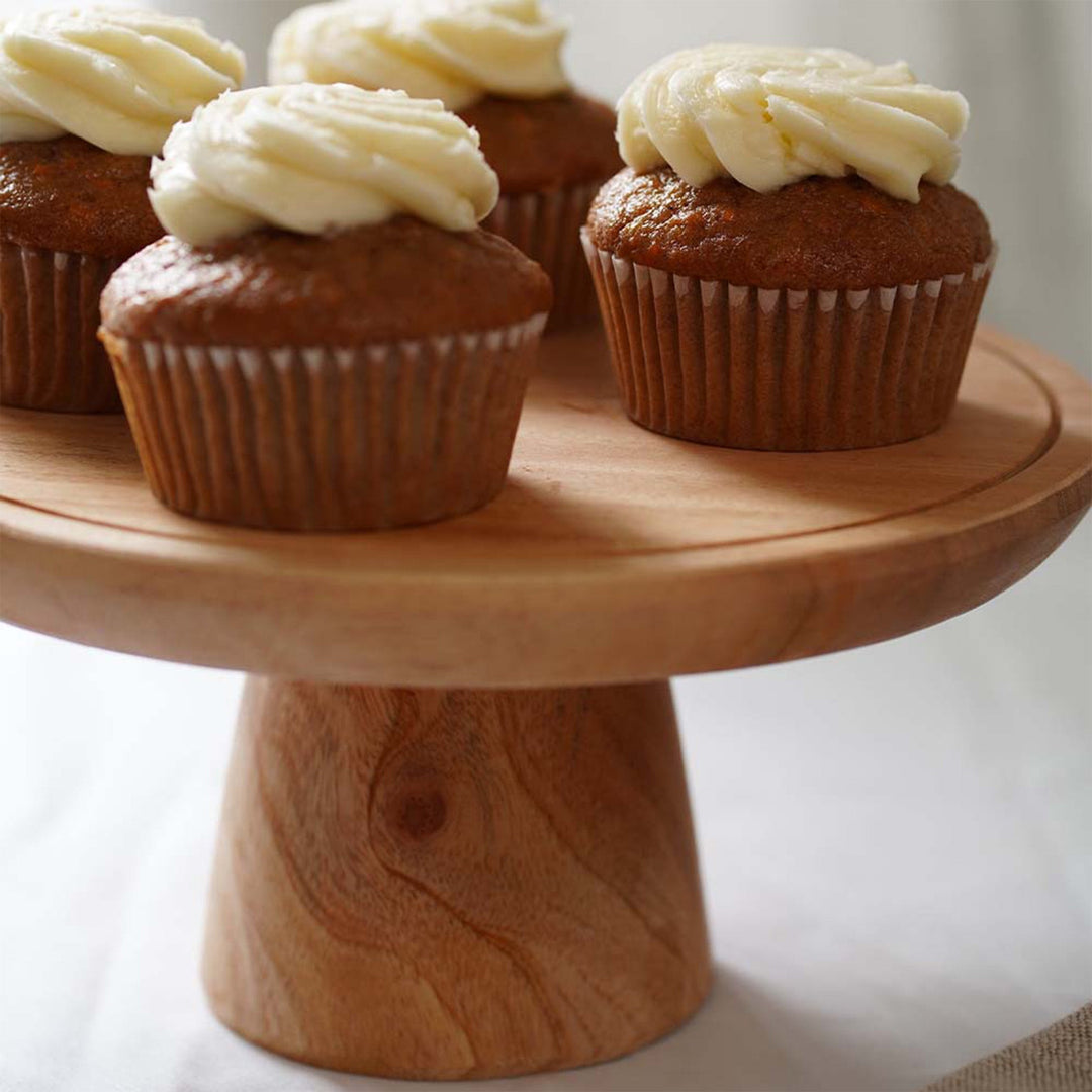 Mahogany Wood Cake Stand Medium Size, Handcarved Wooden Dessert Stand