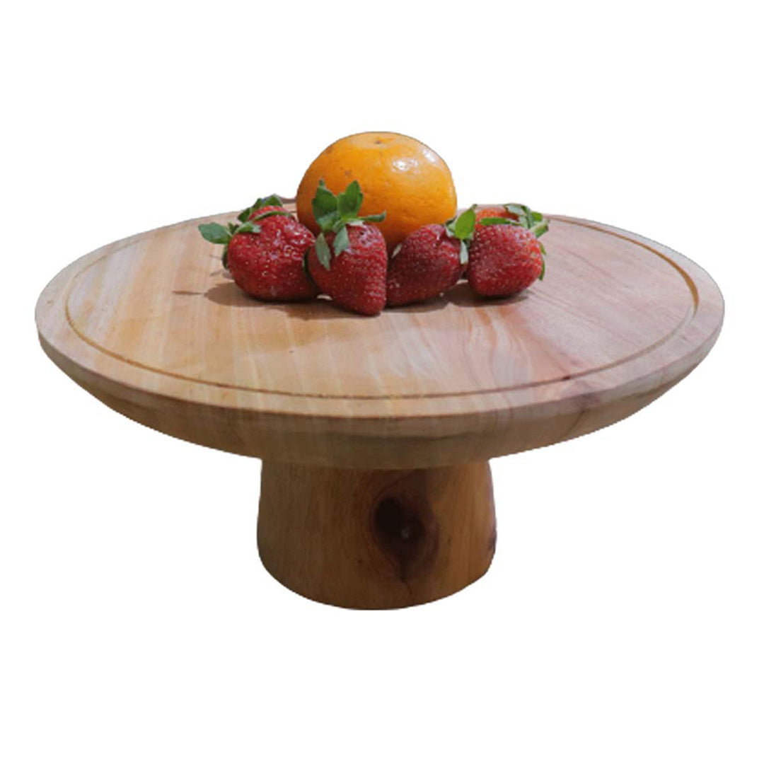 Mahogany Wood Cake Stand Medium Size, Handcarved Wooden Dessert Stand