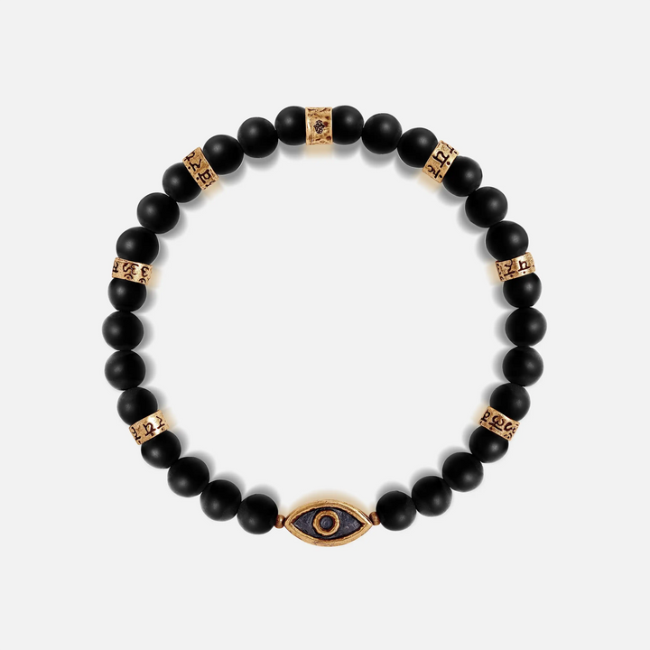 Divine Calmness Evil Eye Mantra Matte Onyx Bracelet