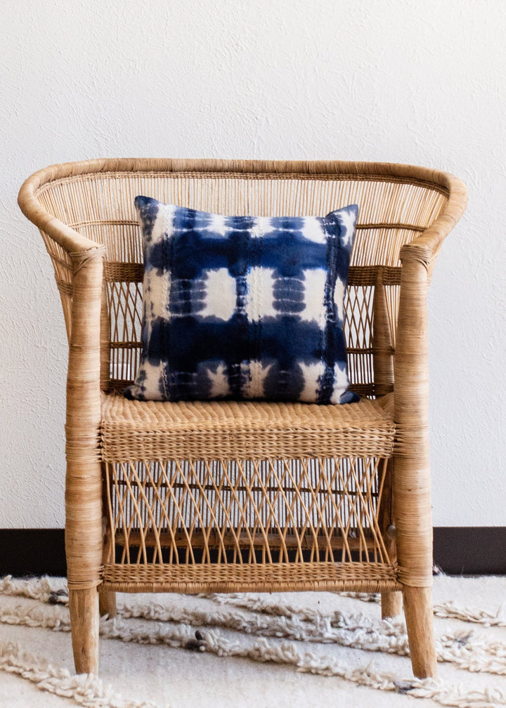 Adire Tie-Dye Wool Blue Indigo Throw Pillow