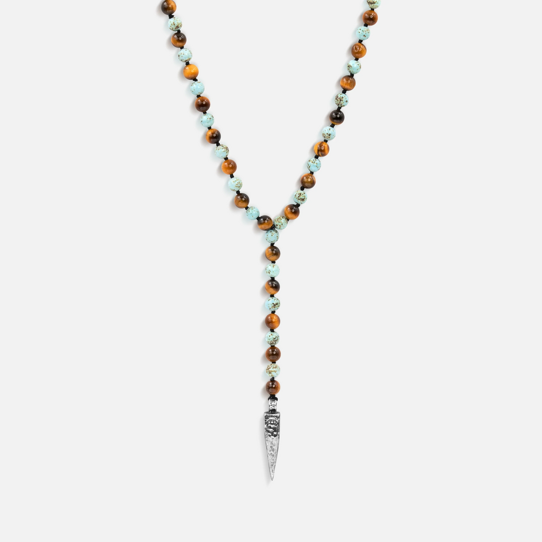 Sublime Tranquility 4 Symbol Tiger's Eye Turquoise Necklace