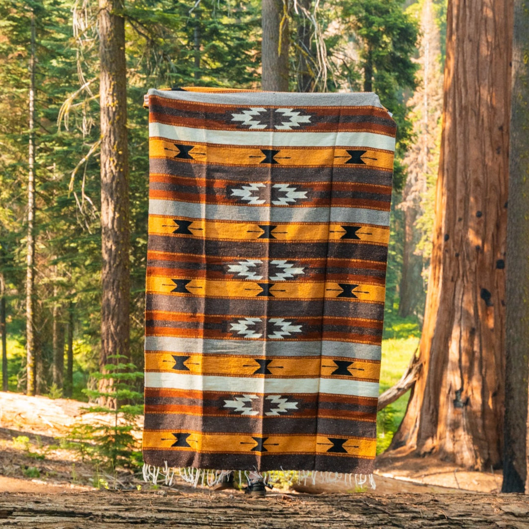 Wool Mexican Blanket Diamond Throw Blanket Cabin Blanket