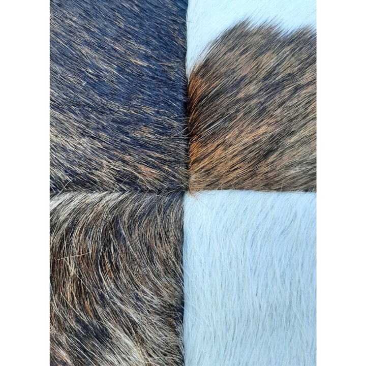 Rustic Cowhide Patchwork Pillow – Natural Hair-on-Hide, Double-Sided 16×16