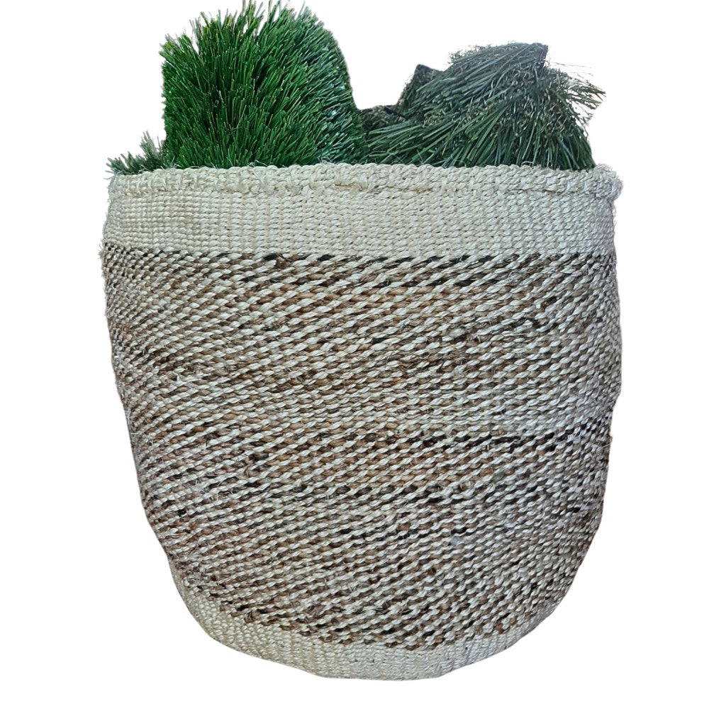 White/Beige Banana Fiber Woven Decorative Plant Baskets