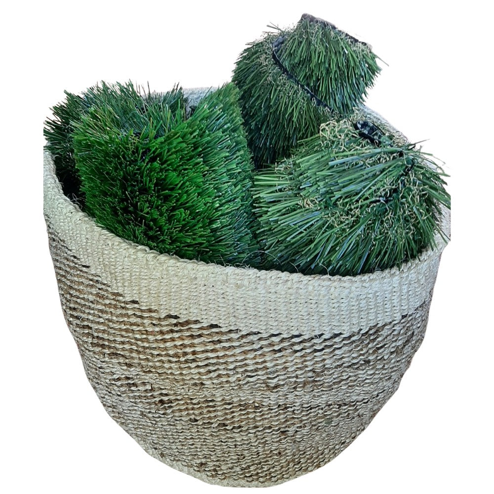 White/Beige Banana Fiber Woven Decorative Plant Baskets