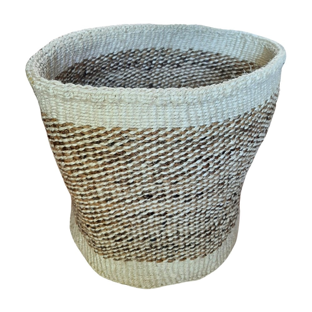 White/Beige Banana Fiber Woven Decorative Plant Baskets