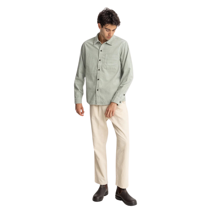 Corduroy Long Sleeve Shirt - Seafoam