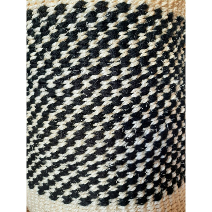 Black + White Checkered Sisal Woven Decorative Plant Baskets