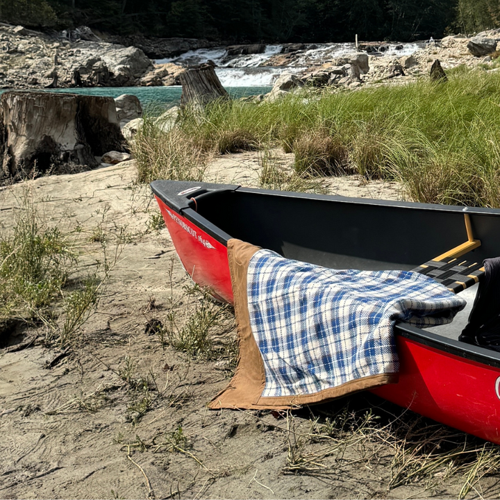 Wool Canvas Camping Blanket - Waxed Canvas Outdoor Blanket / Bushcraft Blanket