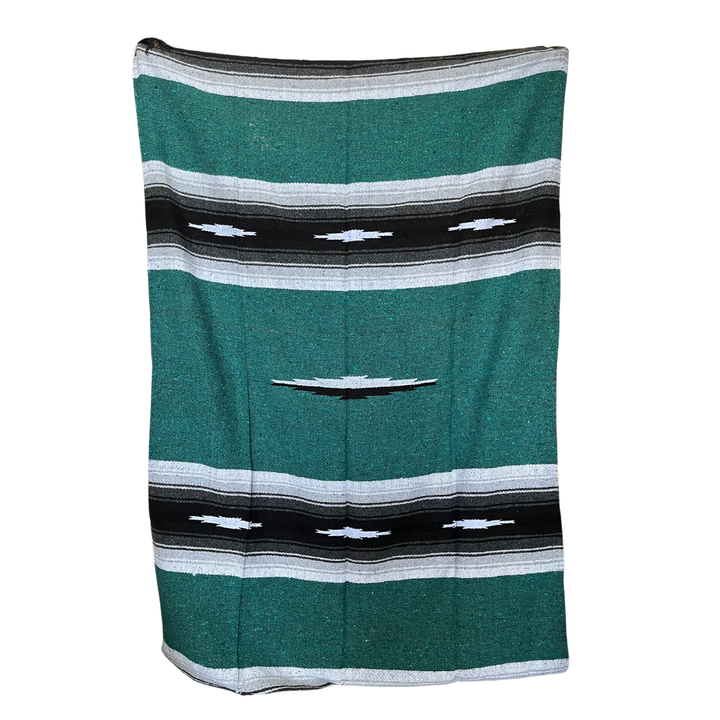 Turquoise and Black Baja Diamond Yoga Blanket