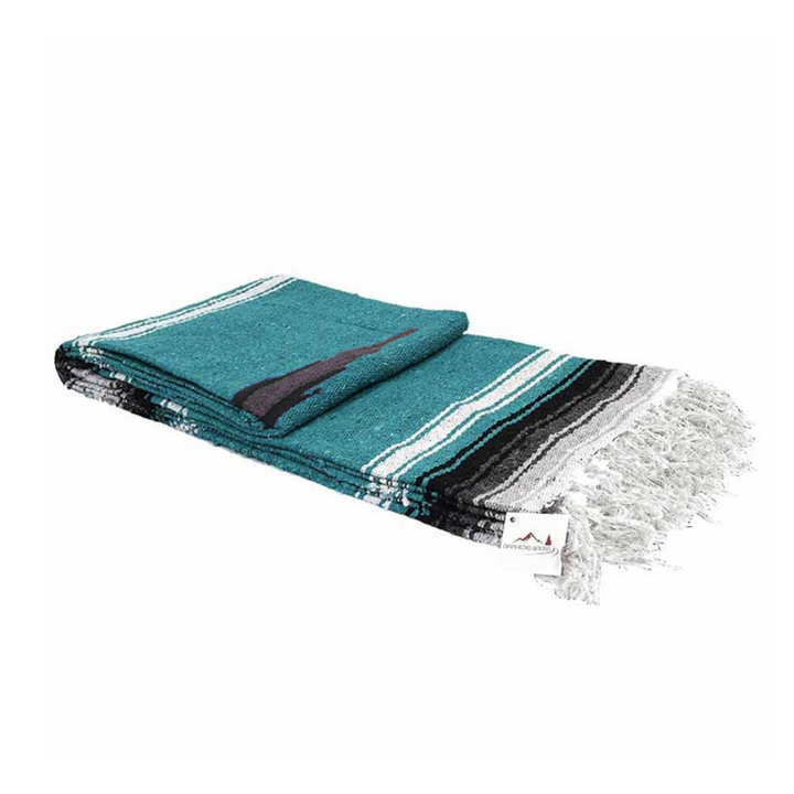 Turquoise and Black Baja Diamond Yoga Blanket