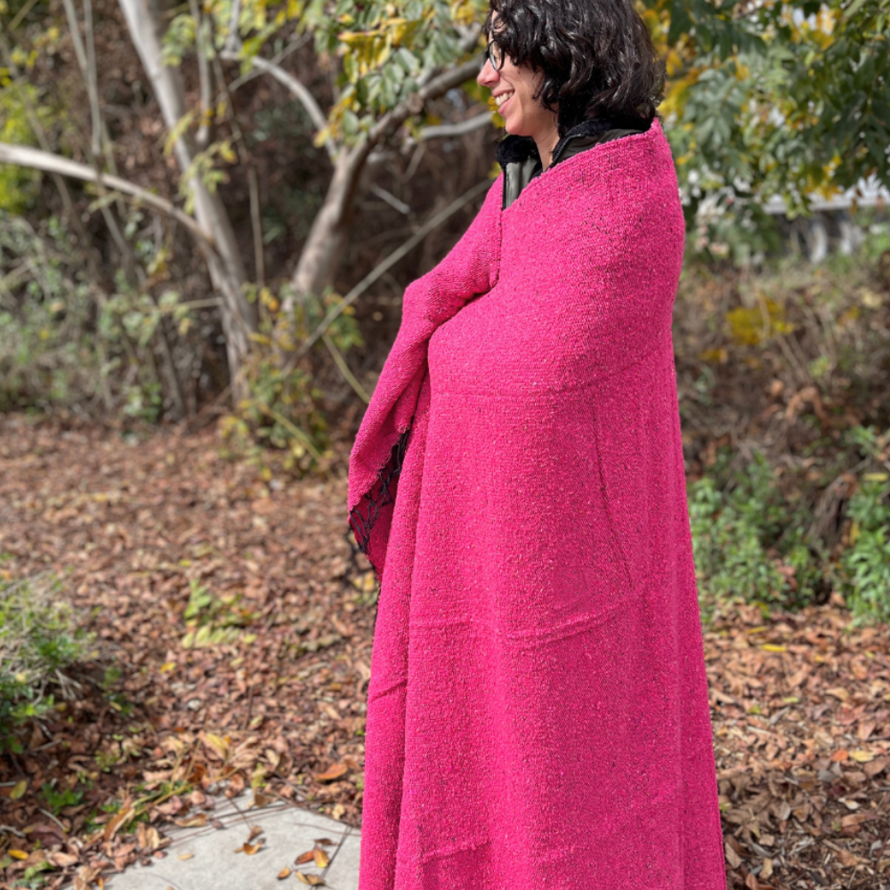Solid Hot Pink Mexican Blanket
