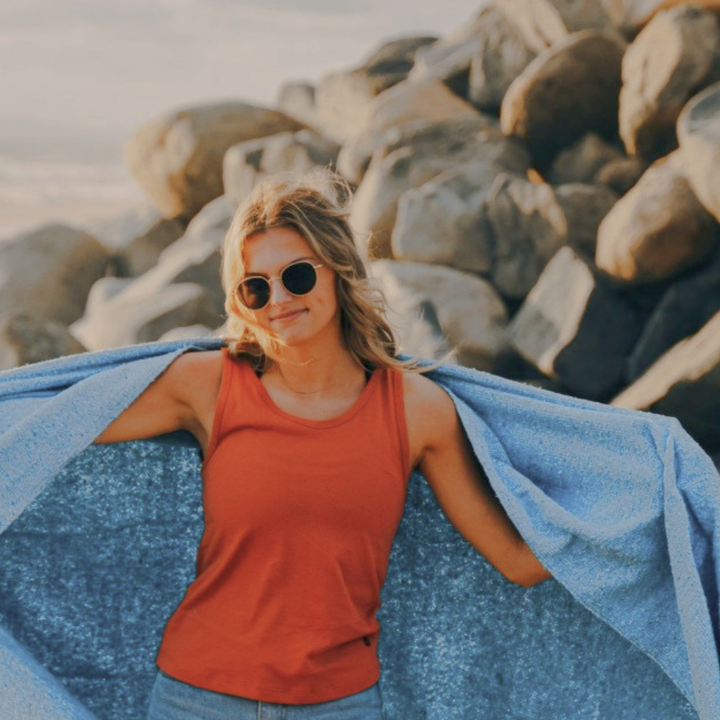 Solid Blue Mexican Blanket