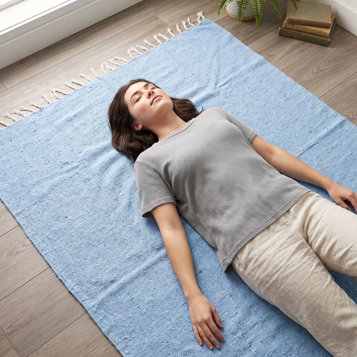 Solid Blue Mexican Blanket