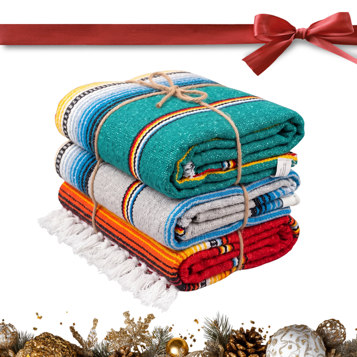 Holiday Gift Set | 3x Mexican Blankets Festive Colors