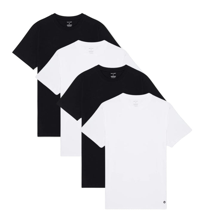 Men's Organic Crew Neck Tee Shirt - Black & White 4 Pack