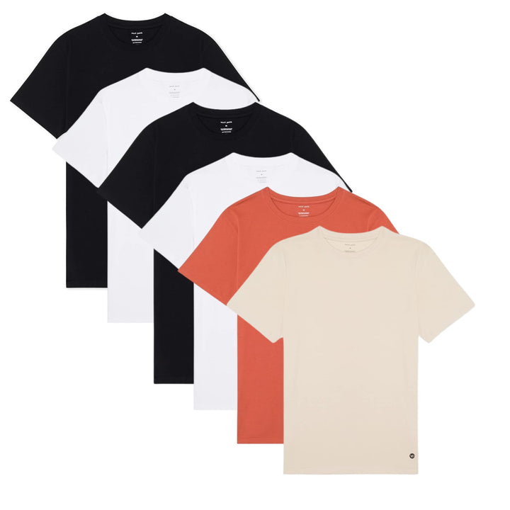 Men's Organic Crew Neck Tee Shirt - 6 Pack