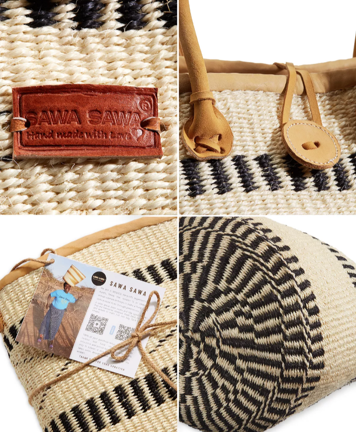 Balance Point Handwoven Straw Sisal Basket Tote Bag