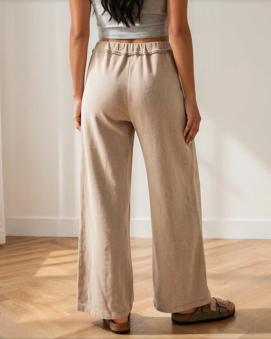 Billie Mineral Wash Wide Leg Pants | High Waist Drawstring