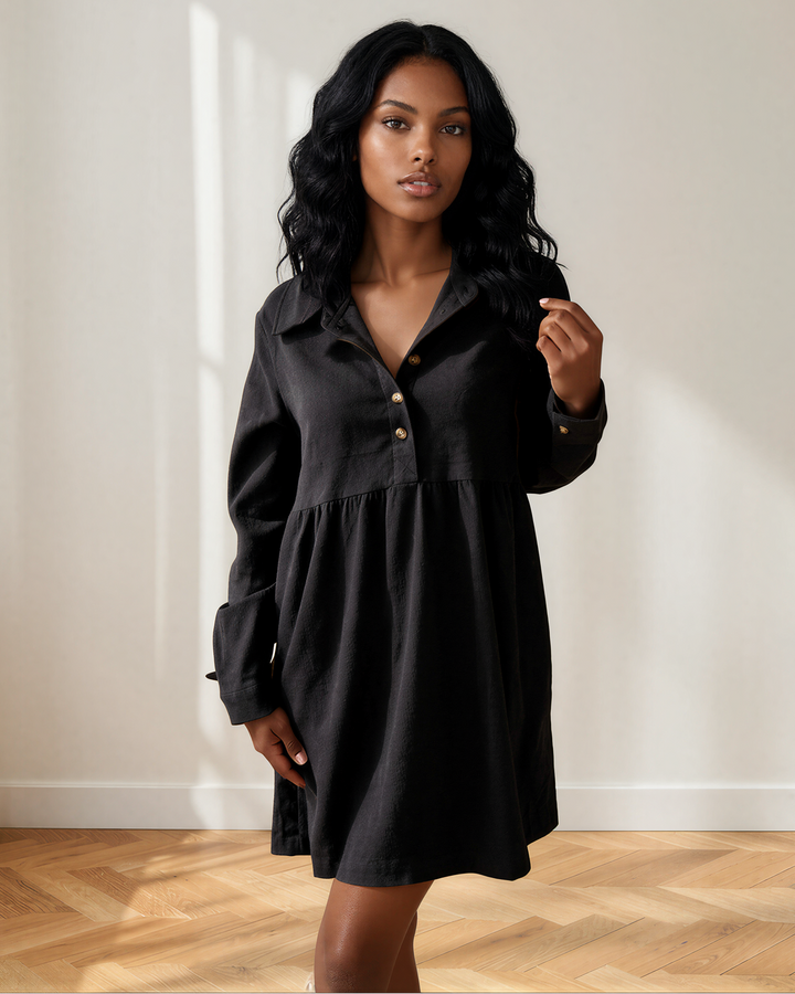 Abigail Corduroy Mini Dress | Collared Button Dress