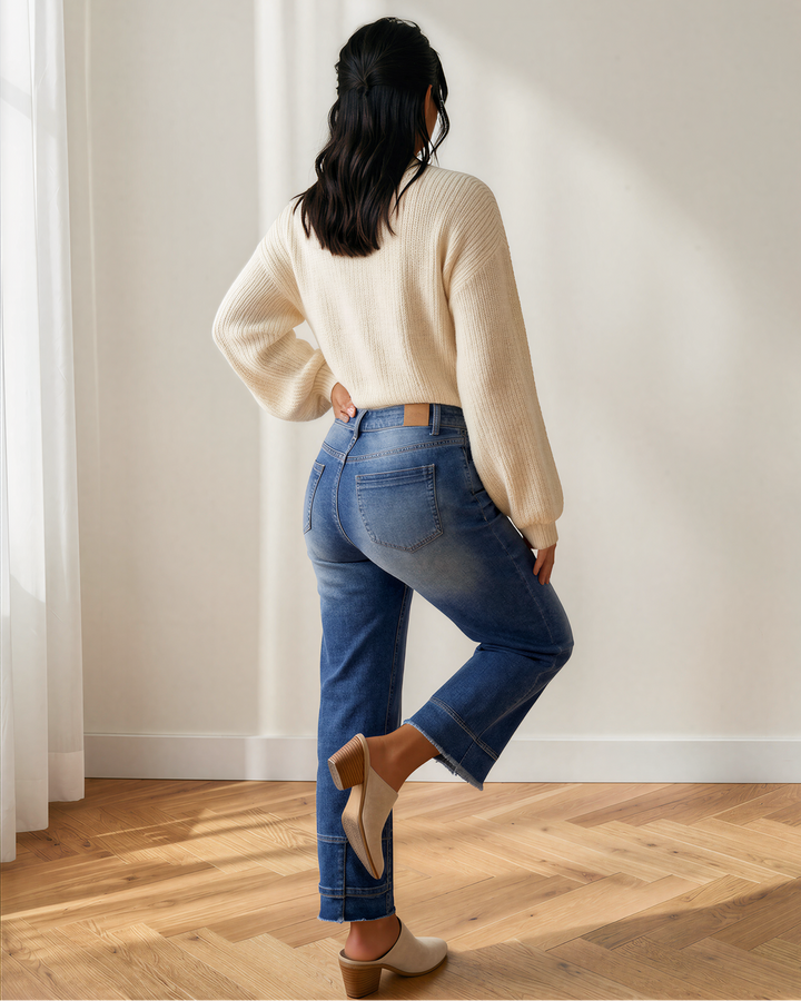 Charlie Seam Detail Raw Hem Ankle Length Jeans